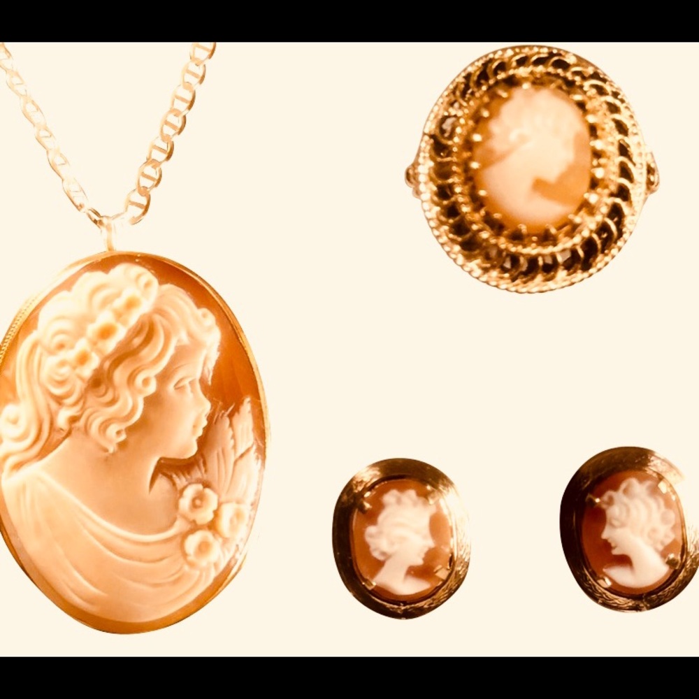 New  14k cameo Habille set. The chain is 24”